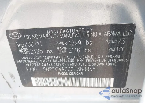 2012 Hyundai Sonata Se/Limited из США, поврежденный, VIN 5NPEC4AC3CH368855